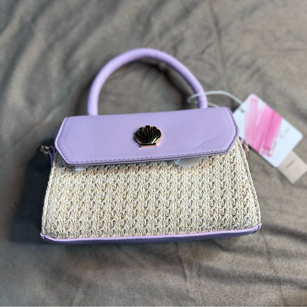 Lavender and Cream Shell Cross Body Bag